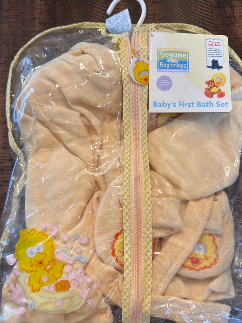 Big Bird Sesame Street Baby’s First Bath Set, Bath Robe & Slippers, Made in 2006